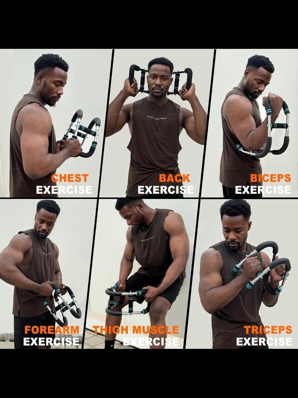 Arm & Chest Muscle Builder Resistance Trainer - Black with Teal Accents - Picture 6 of 7